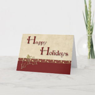 Cartes Pour Fêtes Annuelles Salutation de Noël Holly Burgundy