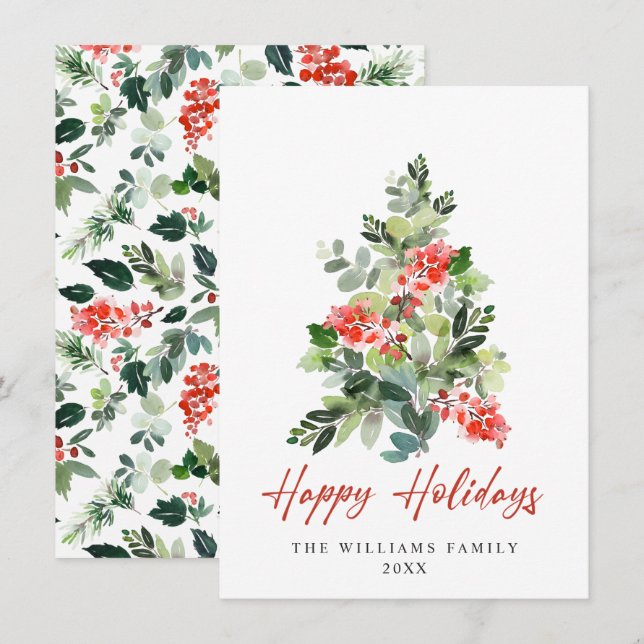 Cartes Pour Fêtes Annuelles Salutation de Noël minimaliste Élégante Arbre à Pi (Devant / Derrière)