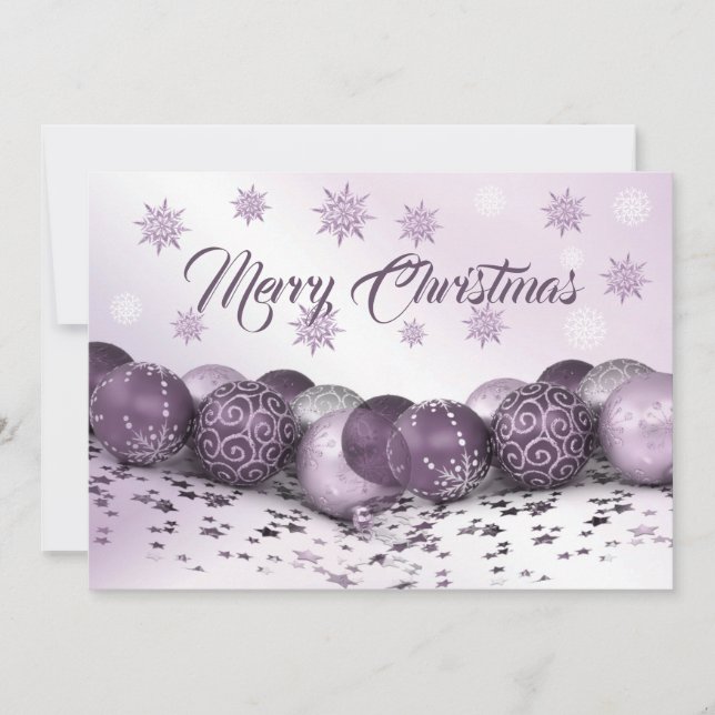 Cartes Pour Fêtes Annuelles Salutation de Noël Pink Purple Ornament Snowflakes (Devant)