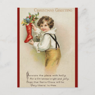 Cartes Pour Fêtes Annuelles Salutation de Noël victorienne avec poème -