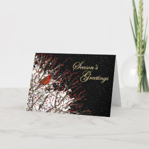 Cartes Pour Fêtes Annuelles Salutation de saison - Baies saintes/Cardinal roug