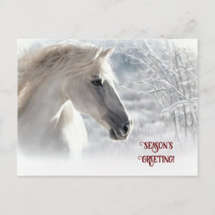 Cartes Pour Fêtes Annuelles Salutation de saison Cheval blanc et neige