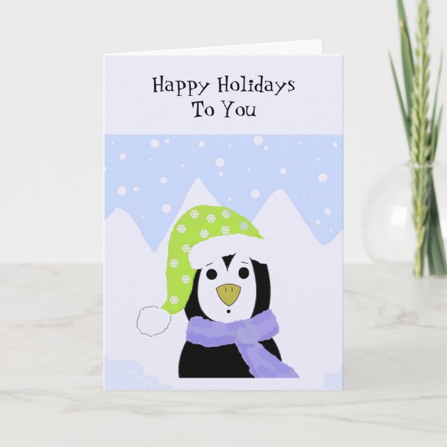 Cartes Pour Fêtes Annuelles Salutation de vacances de Penguin (Devant)