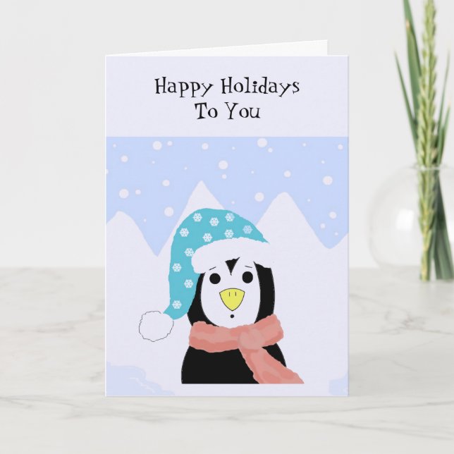 Cartes Pour Fêtes Annuelles Salutation de vacances de Penguin (Devant)