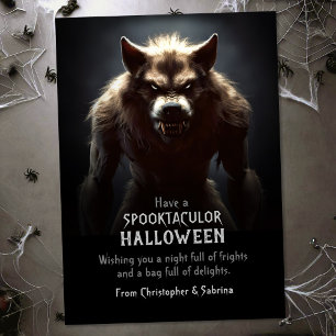 Cartes Pour Fêtes Annuelles Salutation éffrayante de loup-garou-loup-garou