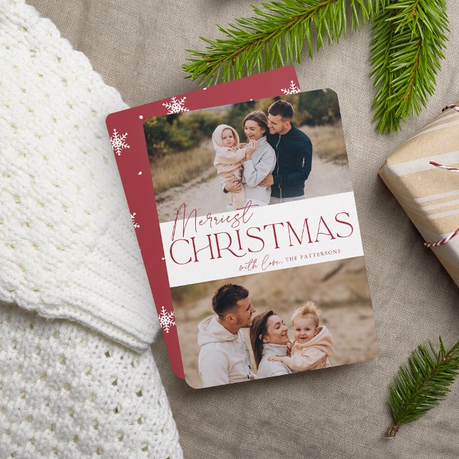 Cartes Pour Fêtes Annuelles Salutation festive | Joyeux Noël deux photos (Créateur téléchargé)