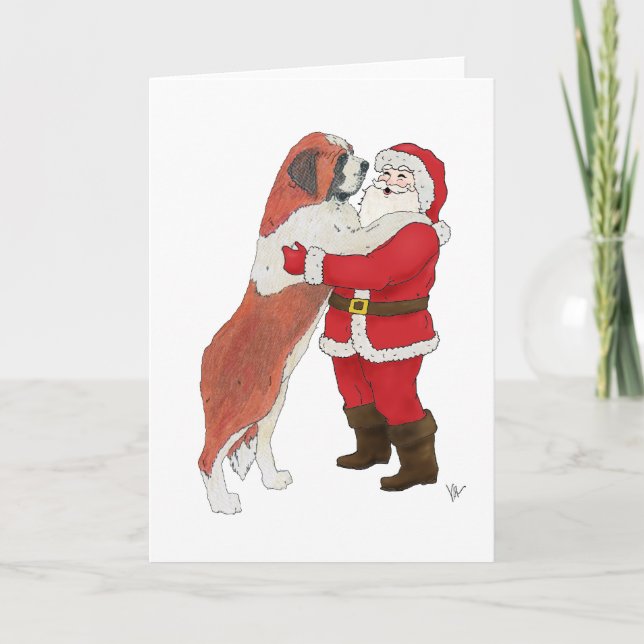 Cartes Pour Fêtes Annuelles Salutation Jowly de Noël de St Bernard (Devant)