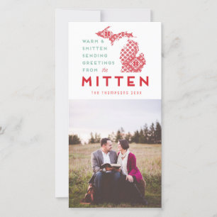 Cartes Pour Fêtes Annuelles Salutation photo moderne de Noël Michigan Mitten