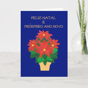 Cartes Pour Fêtes Annuelles Salutation portugaise de langue de poinsettias