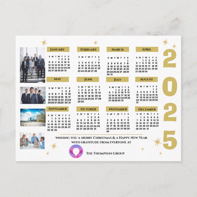 Cartes Pour Fêtes Annuelles Salutation professionnelle de l'entreprise Calendr (Devant)