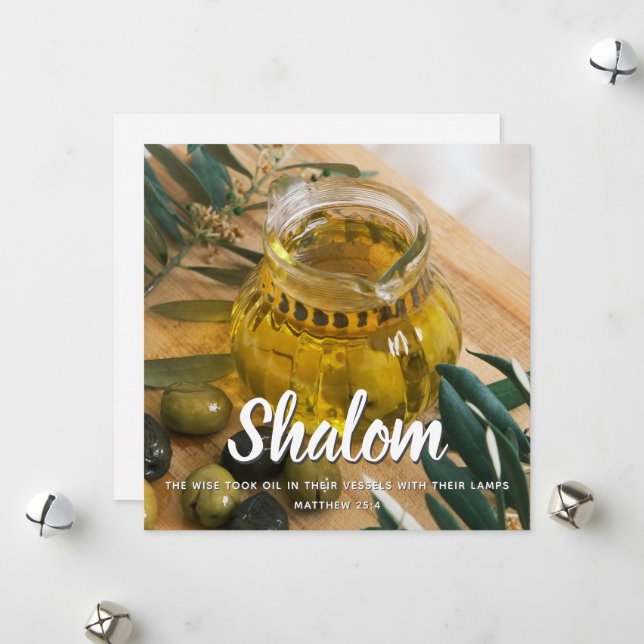 Cartes Pour Fêtes Annuelles Salutation religieuse Shalom (Devant/Arrière en situation)