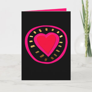 Cartes Pour Fêtes Annuelles Salutation rose moderne noire de coeur de
