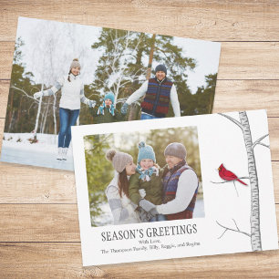 Cartes Pour Fêtes Annuelles Salutation saison hiver Cardinal rouge deux photo