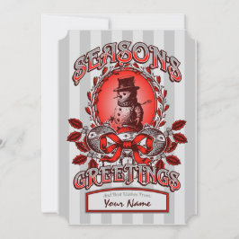 Cartes Pour Fêtes Annuelles Salutation Snowman classique Nom personnalisé Coin