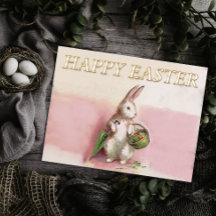 Salutation vintage de lapin de Pâques