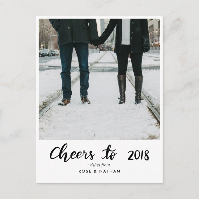 Cartes Pour Fêtes Annuelles Salutations À 2018 Script manuscrit Photo du Nouve (Devant)