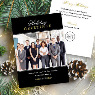 Cartes Pour Fêtes Annuelles Salutations Black and Gold Business Company Photo