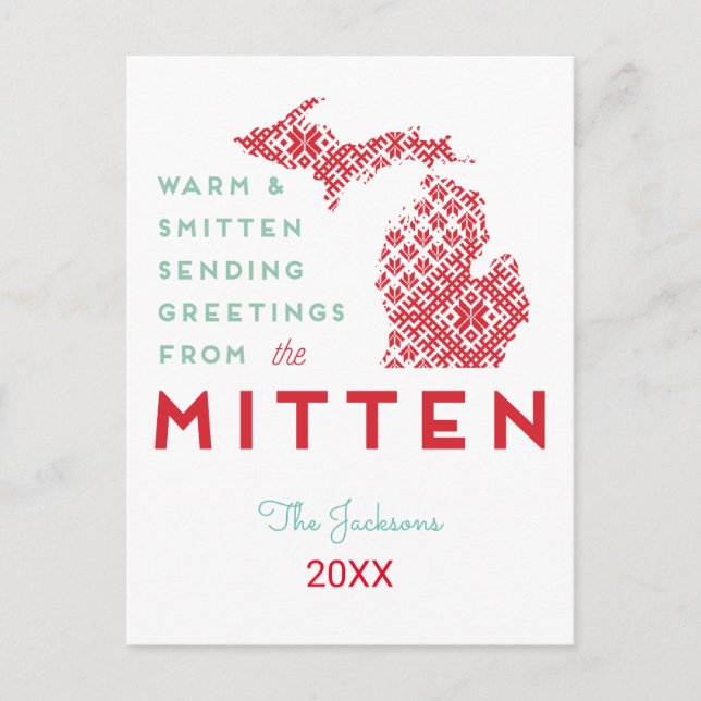 Cartes Pour Fêtes Annuelles Salutations chaleureuses et légères du Mitten MI (Devant)