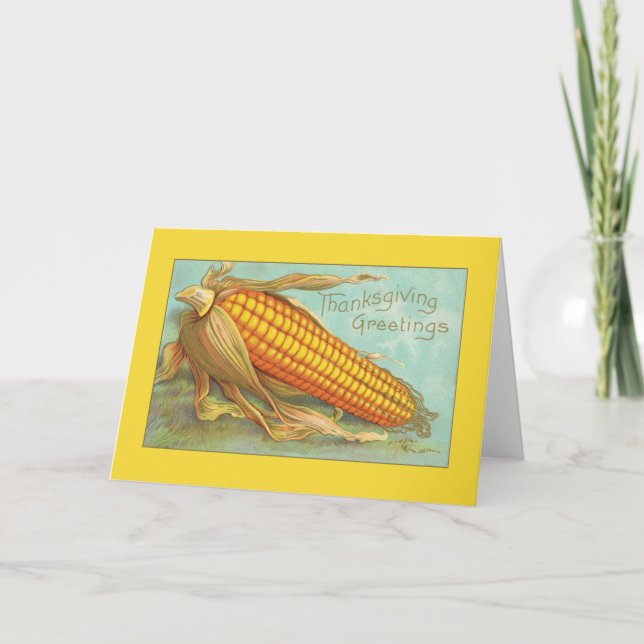 Cartes Pour Fêtes Annuelles Salutations d'action de grâces Beau maïs (Devant)