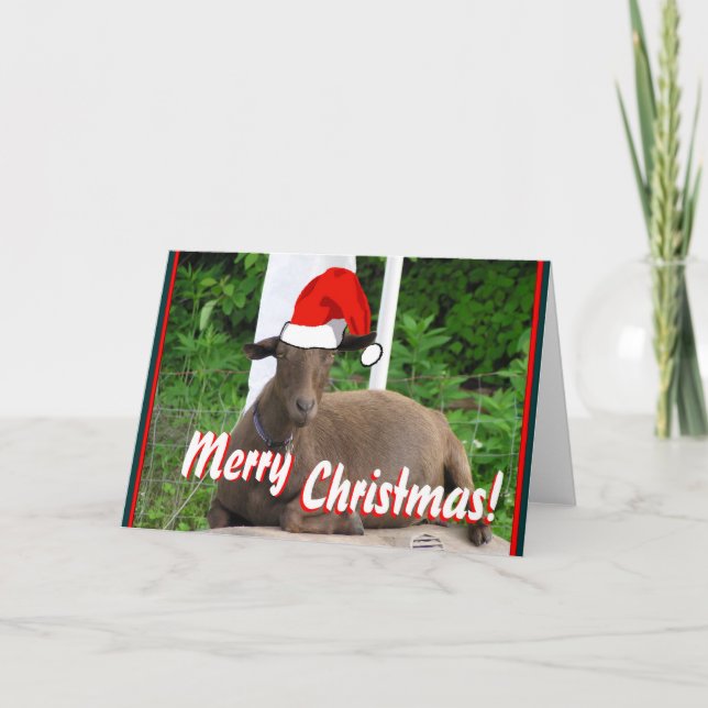 CARTES POUR FÊTES ANNUELLES SALUTATIONS DE CHÈVRE DE JOYEUX NOËL (Devant)
