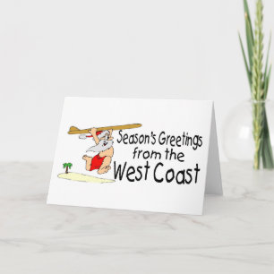 Cartes Pour Fêtes Annuelles Salutations de côte ouest surfant Père Noël