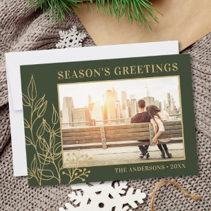 Cartes Pour Fêtes Annuelles Salutations de la saison de photo de feuillage dor