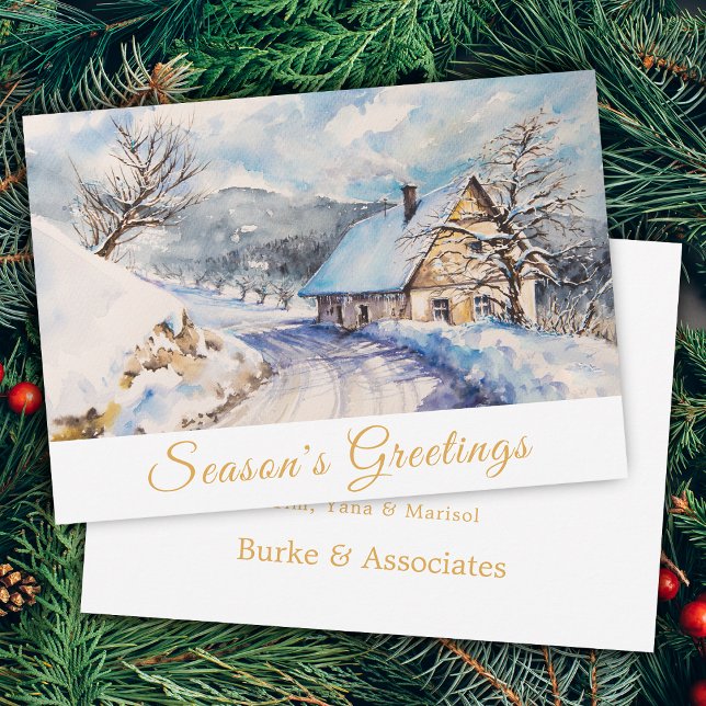 Cartes Pour Fêtes Annuelles Salutations de la saison hivernale Business (Winter Scene Season' Greetings Business Holiday Card)