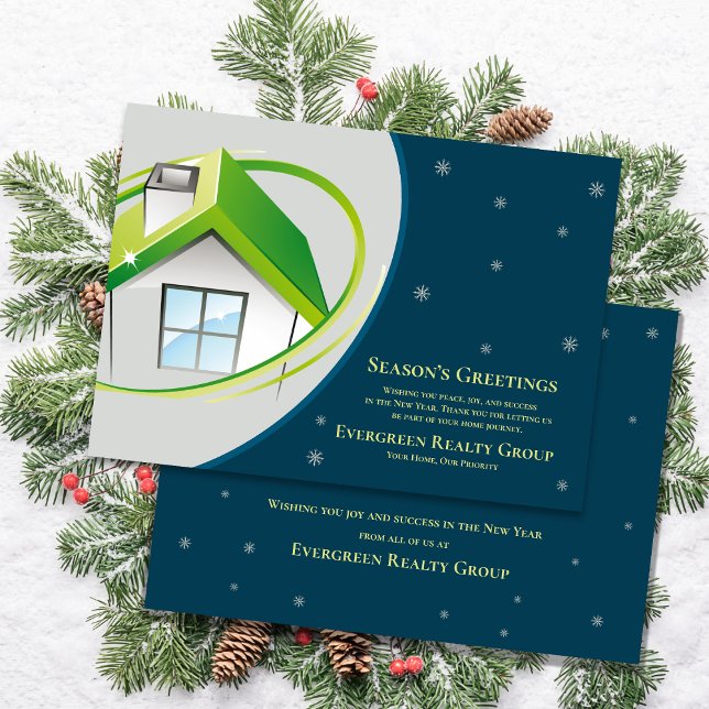 Cartes Pour Fêtes Annuelles Salutations de la saison Real Estate Realtor (Real Estate Realtor Season’s Greetings Business Holiday Card)