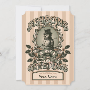 Cartes Pour Fêtes Annuelles Salutations de la saison vintage de Snowman avec n
