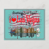 Salutations de Las Vegas Skyline American Flag