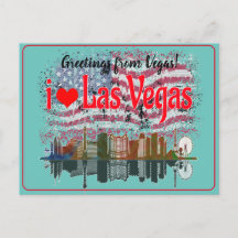 Salutations de Las Vegas Skyline American Flag