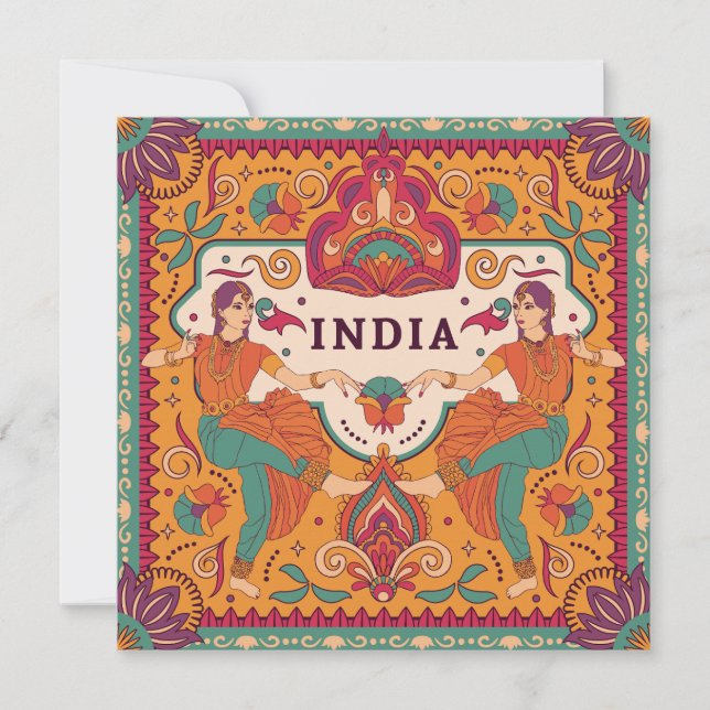 Cartes Pour Fêtes Annuelles Salutations de l'Inde (Devant)