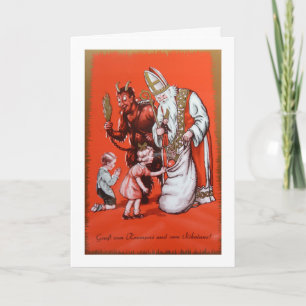 Cartes Pour Fêtes Annuelles Salutations de Noël de Krampus et de St Nick !