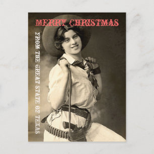 Cartes Pour Fêtes Annuelles Salutations de Noël de Texas Cowgirl