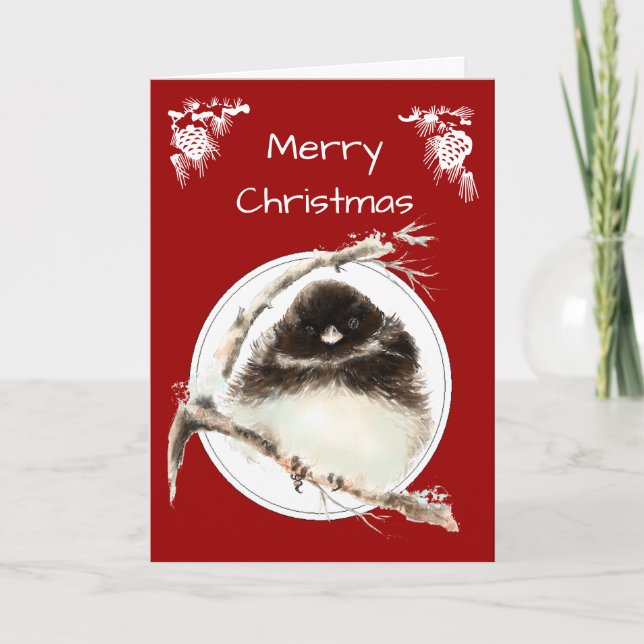 Cartes Pour Fêtes Annuelles Salutations de Noël gourmandes Fluffy Froid Junco  (Devant)