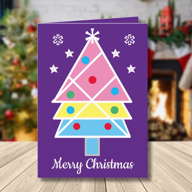 Cartes Pour Fêtes Annuelles Salutations de Noël Moderne & Artsy Migny Noël (Personalize this simple, cute purple Christmas card. Make it your own.)