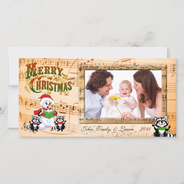 Cartes Pour Fêtes Annuelles Salutations de Noël musicales (Devant)