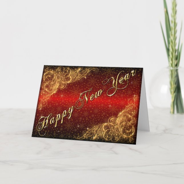 Cartes Pour Fêtes Annuelles Salutations de nouvelle année avec Florish et (Devant)