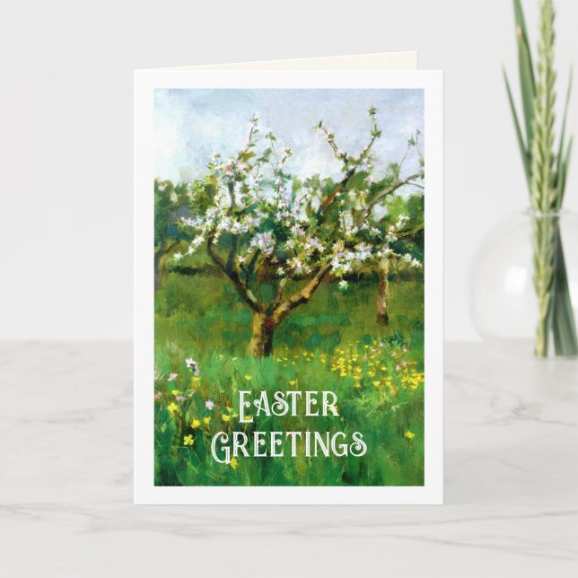 Cartes Pour Fêtes Annuelles Salutations de Pâques. Apple Blossom Art (Devant)