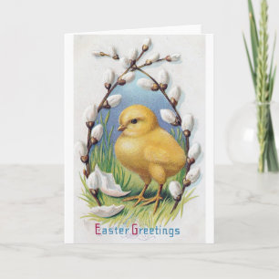 Cartes Pour Fêtes Annuelles Salutations de Pâques Chick Jaune