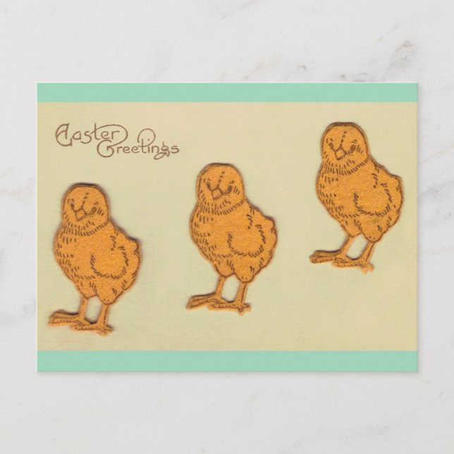 Cartes Pour Fêtes Annuelles Salutations de Pâques Chicks Beige (Devant)