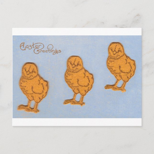 Cartes Pour Fêtes Annuelles Salutations de Pâques Chicks Bleu (Devant)