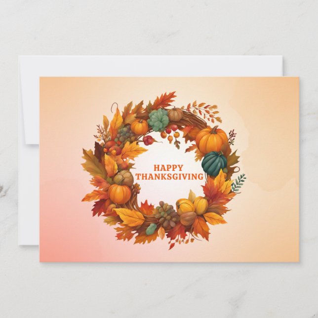 Cartes Pour Fêtes Annuelles Salutations de remerciement Floral Automne Wreath (Devant)