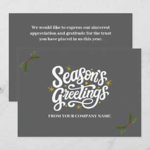 Cartes Pour Fêtes Annuelles Salutations de saison gris moderne