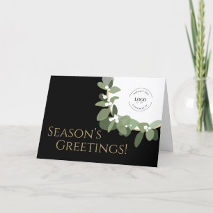 Cartes Pour Fêtes Annuelles Salutations de saison Modern Green Wreath CustomLo