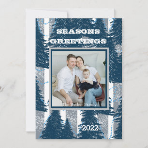 Cartes Pour Fêtes Annuelles Salutations de saison personnalisées Navy sapins a