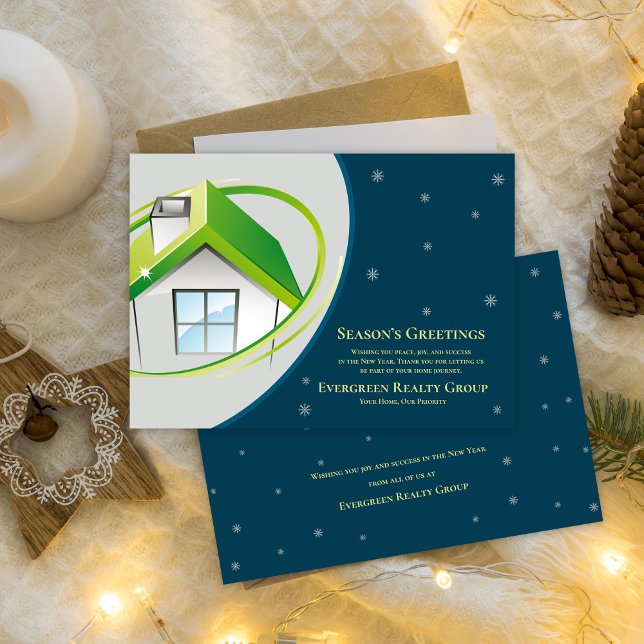Cartes Pour Fêtes Annuelles Salutations de saison Réalisateur immobilier Busin (Season’s Greetings Real Estate Realtor Business Ho Holiday Card)