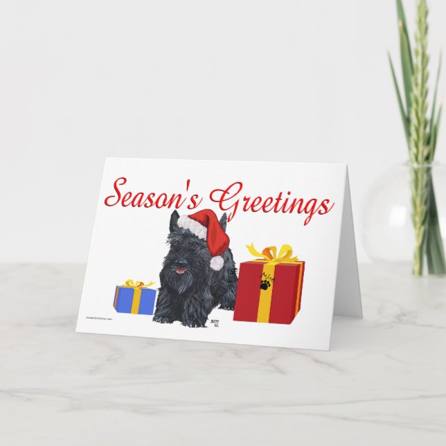 Cartes Pour Fêtes Annuelles Salutations de Terrier écossais (Devant)