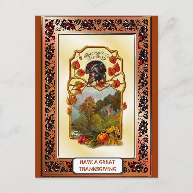 Cartes Pour Fêtes Annuelles Salutations de Thanksgiving (Devant)