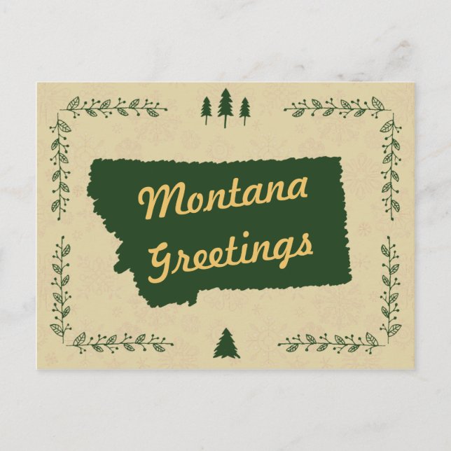 Cartes Pour Fêtes Annuelles Salutations de vacances de Noël d'état du Montana (Devant)